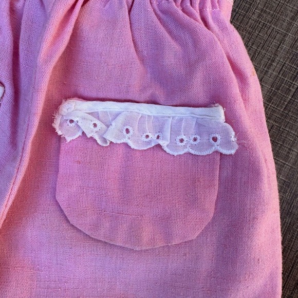Vintage 1970s Pants Infant Size 18 Months Pink Eyelet Pockets Pull On Retro - Picture 7 of 10